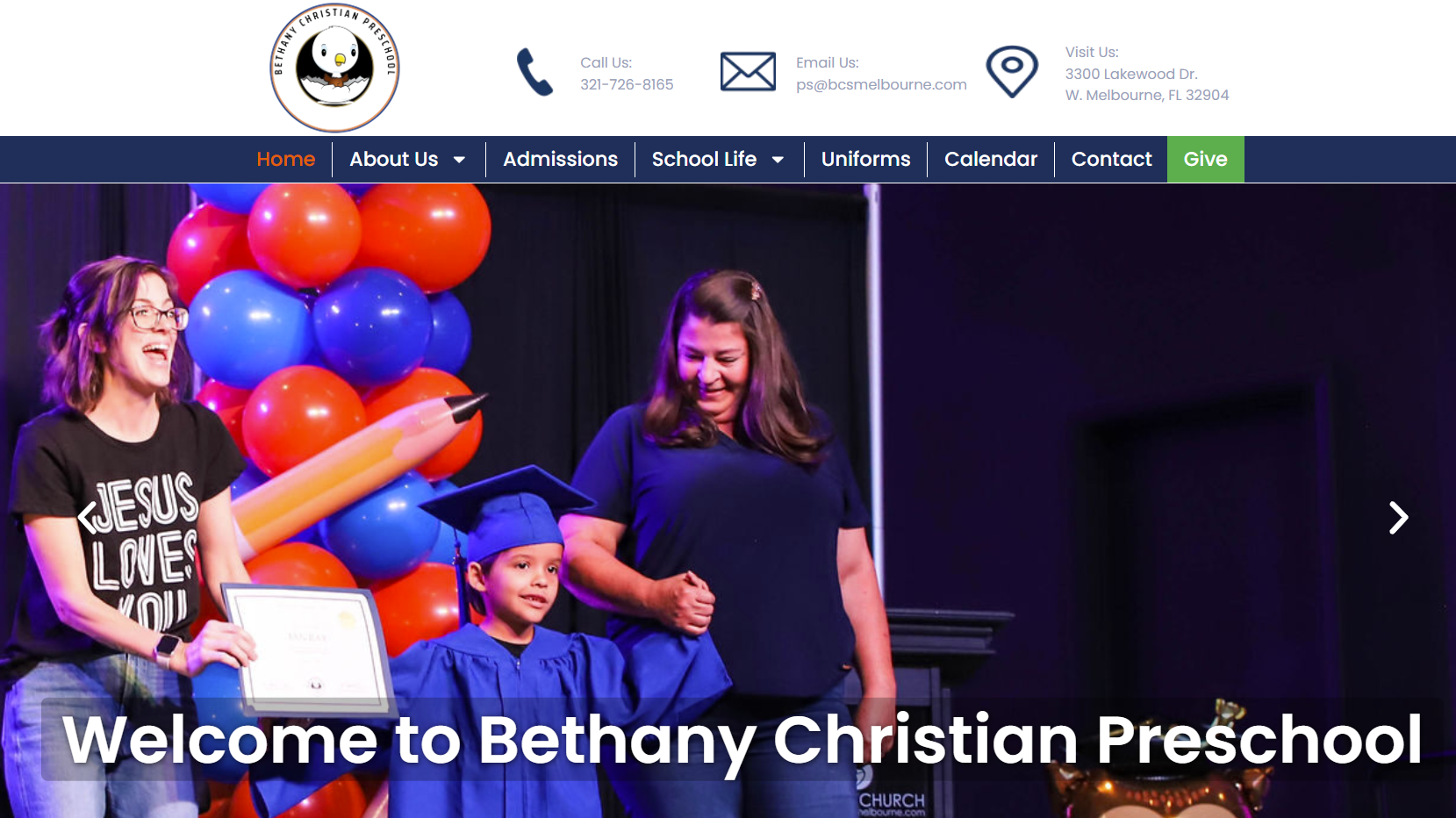 Bethany Christian Preschool website design